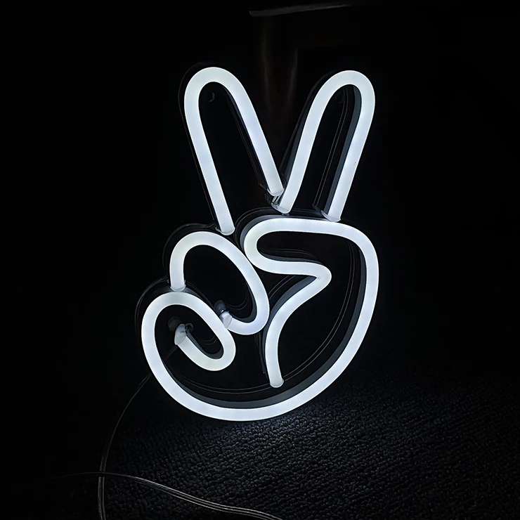 High performance weddings electronic signs party warm white color led neon peace sign hand neon signs for home and bar