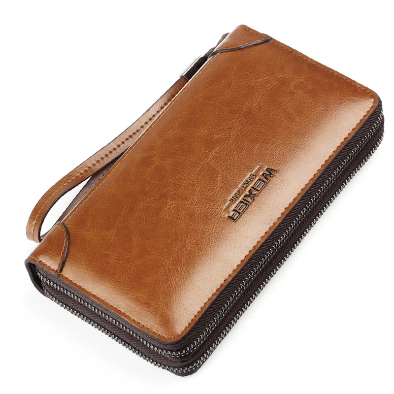 

WEIXIER New Genuine Leather Men Clutch Bags Wallets Leather c Leather Long Wallet With Coin Pocket men Purse