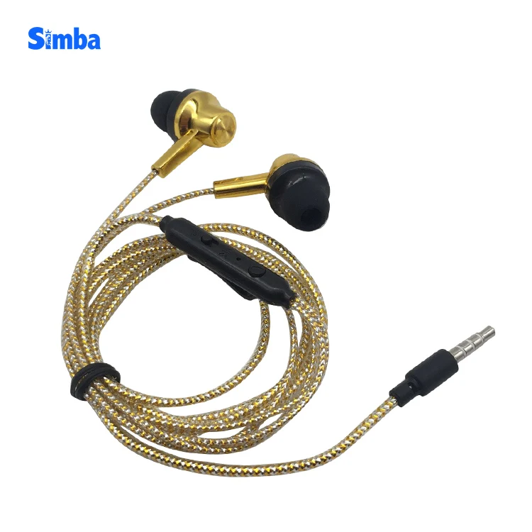 

2019 Best Price Golden Earphone Original Stereo Sound Earbuds In Ear Wired Handfree With Mic