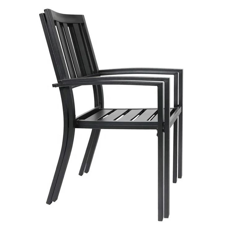 
3 pieces black stylish modern fence design patio outdoor metal table and chairs 