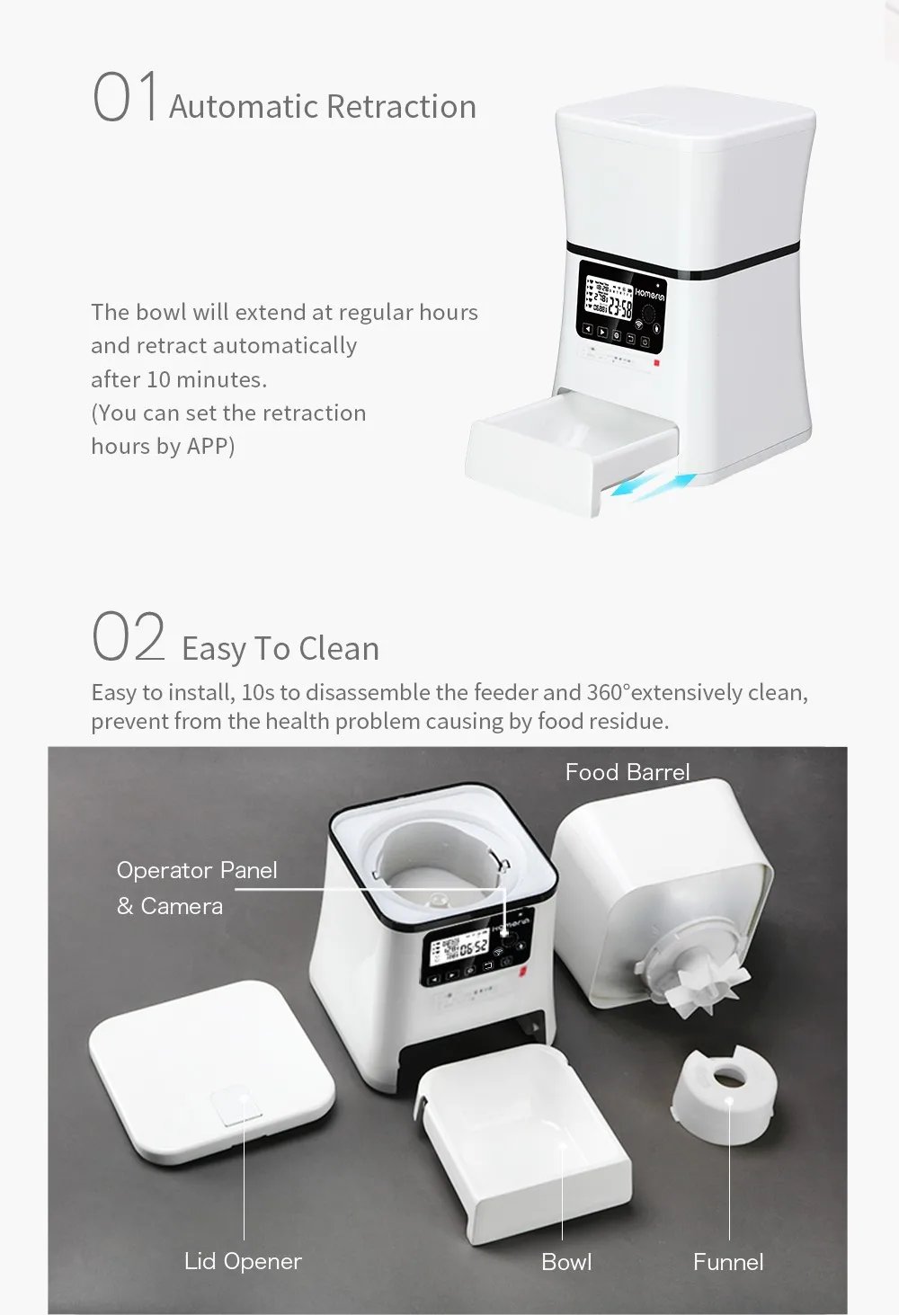 Homerun Pet Feeder Inteligent Dual Mode Automatic Pet Feeder With Wifi