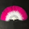 Color Thicken Fluffy Folding Marabou Feather Hand Fan Women Girls Dance Performance Fan Wedding Birthday Party Favors