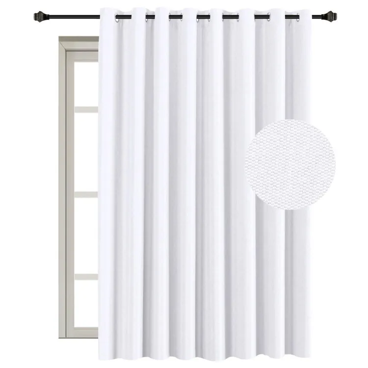 Pure White Extra Long And Wide Room Darkening Curtains Rich Textured Linen Patio Door Panel Home Fashion Window Panel Drapes Buy Room Darkening