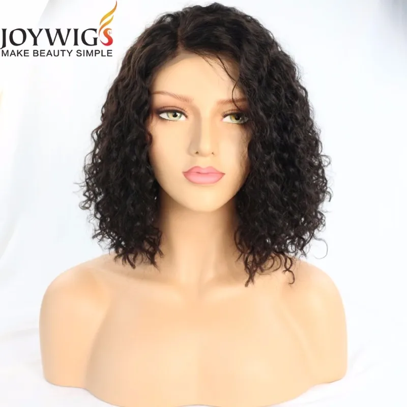 

Joywigs signature curly bob 14in hot selling brazilian afro kinky curly human hair lace front wig on sale