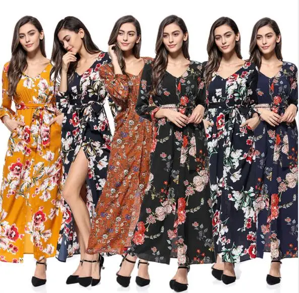 

Factory direct cheap wholesale multi color plus size maxi dress luxurious women long dress, As picture