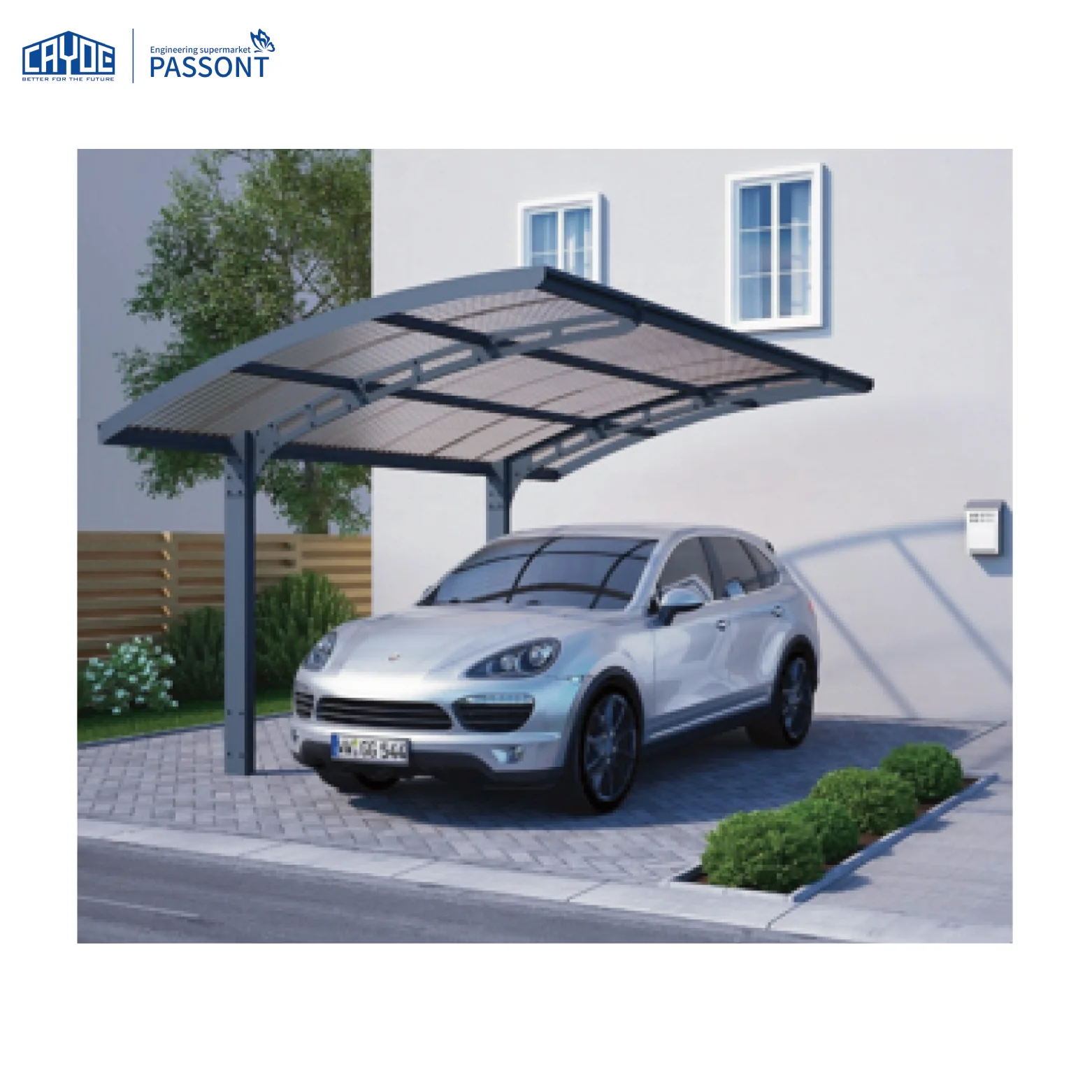 Aluminium frame car parking shed pc solid sheet canopy carport for Garden