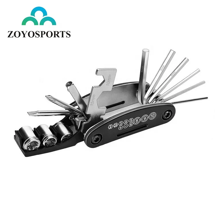 

Weekly Deals ZOYOSPORTS Wholesale 16 in 1 Pocket Mini Portable Multifunction Bike Bicycle Repair Tools, Black