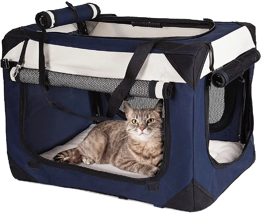 Breathable Windows Transport Travel Dog Crate Foldable Soft Sided Wholesale Pet Carrier With