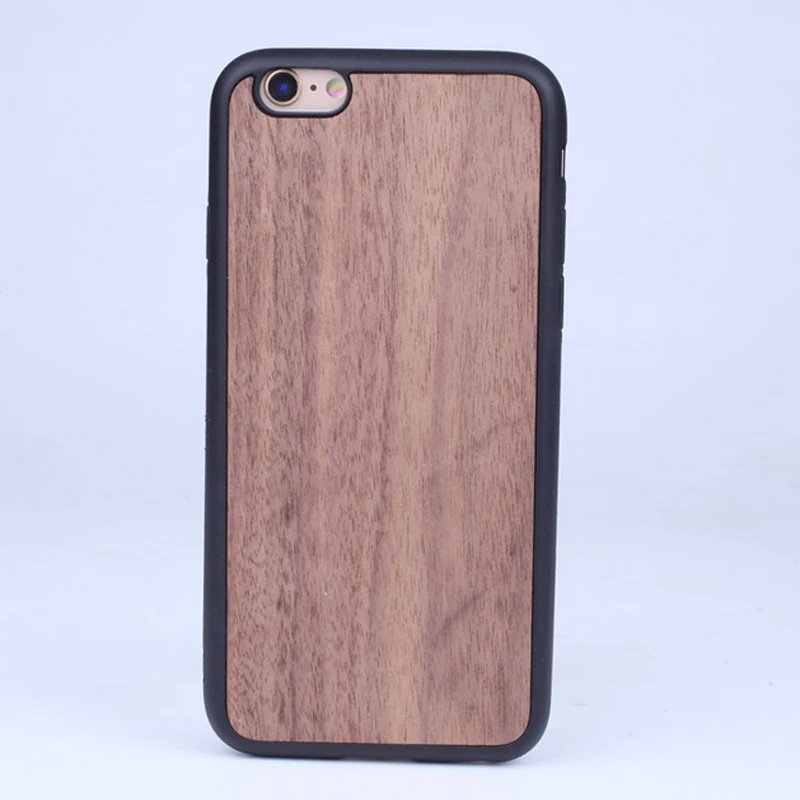 Real Wood + TPU Cover for Iphone 6 / 7 / 8 Plus Back Hard Wooden case
