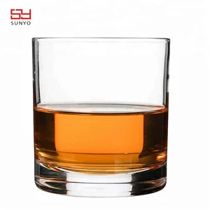 old fashioned round heavy whiskey glass cup with chilling stones