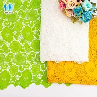 

New product 100% polyester white flower lace chemical embroidery clothing fabric