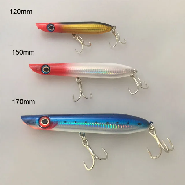 

Japan quality Pencil Popper Lures hard plastic bait ABS material top water lure for fish, Vavious colors