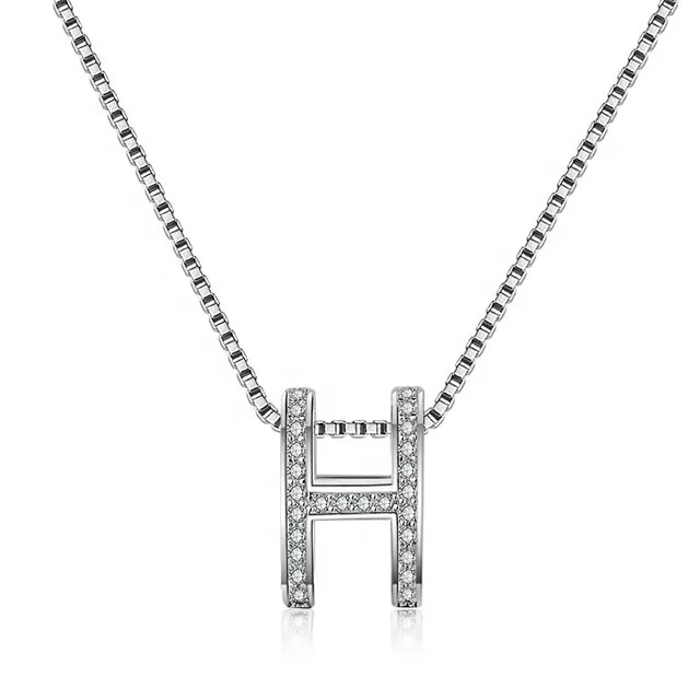 

Necklace CZ Zirconia Letter H Shape Pendant Necklace For Women Gift Chain choker