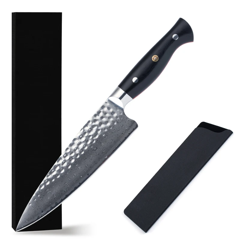 

GT7 Damascus Powder Stainless Steel kitchen knives 2019 new design G10 handle hammered Finished damascus steel chef knife, N/a