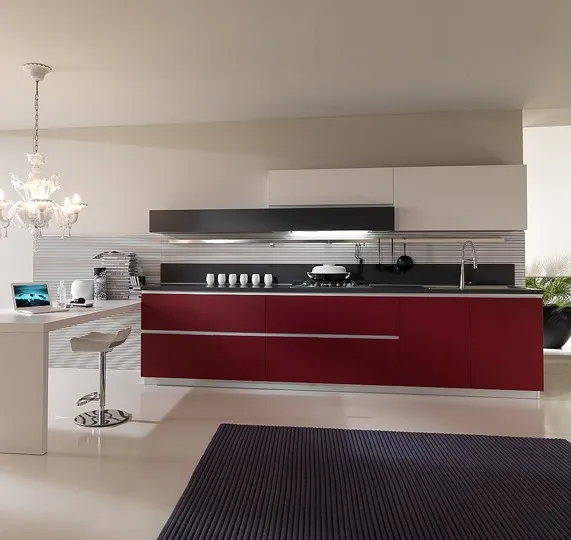 Luxury red doors commercial melamine kitchen cabinet simple design