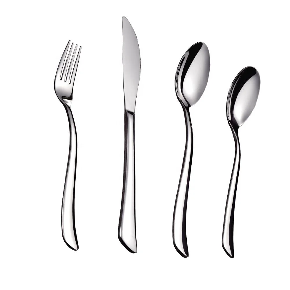 

Stainless steel cutlery tableware set gold plated flatware wholesale, Silver