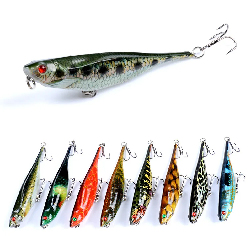 

Free Sample Artificial Bass Fishing 3D Lures Eyes 10cm 9.9g Lipless Jerkbait Top Water Fishing Whopper Plopper Pencil Lure Bait