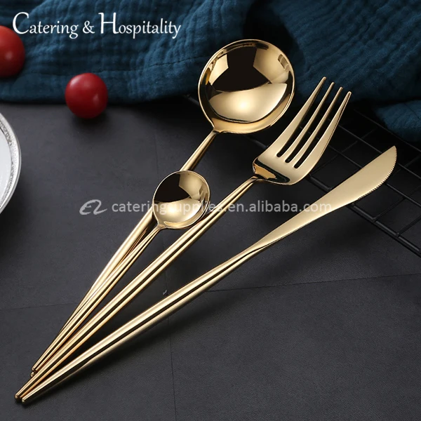 Matte Gold Flatware, Gold Plated Flatware Wholesale, Stainless Spoon and Fork, Knife