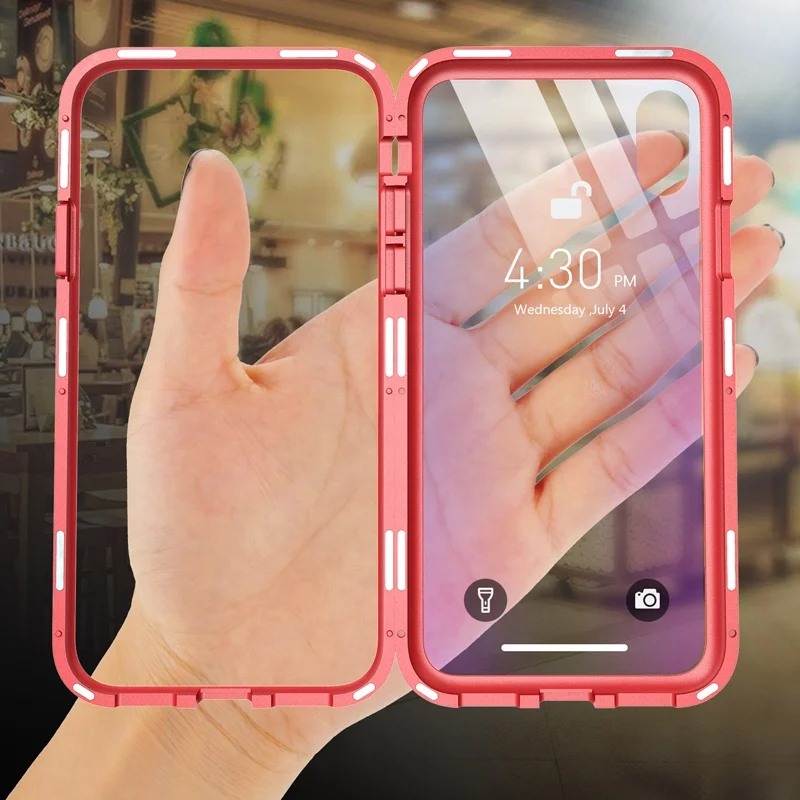 

custom Magnet 360 Degree Adsorption Magnetic cell phone Case for iPhone X XS Plus Max Xr, White/ black /red