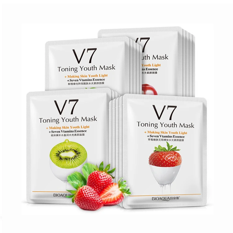 

Bioaqua natural fruit essence moisturizing skin care beauty V7 vitamin c facial mask, White