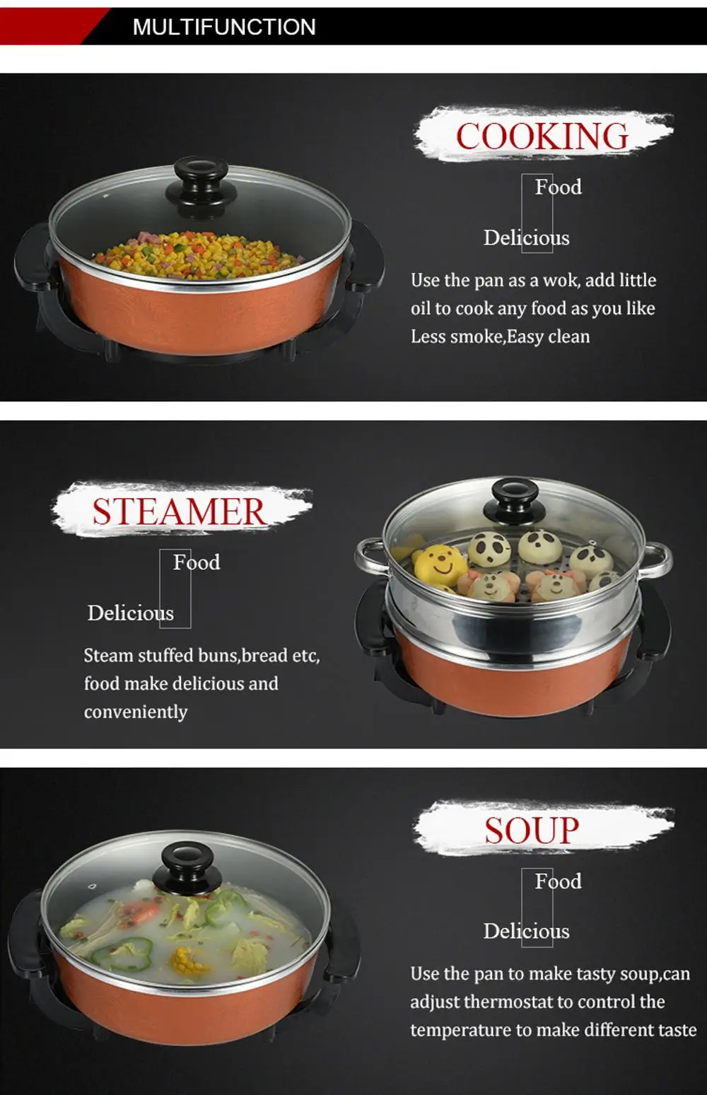 Round Electric Skillet,Mini Electric Frying Pan,Electric Pizza Pan