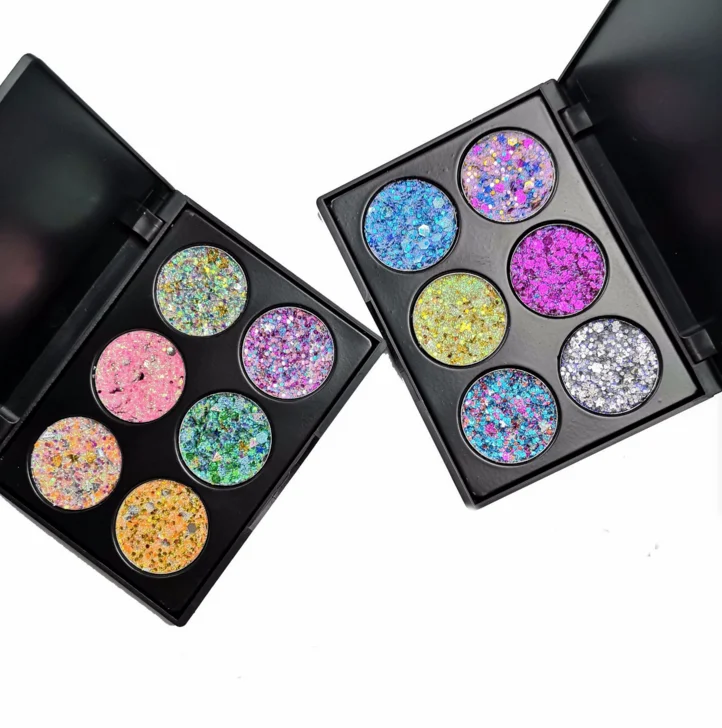 

6 Colors hot sale vegan Diamond Glitter Eyeshadow Palette For Party Club Glitter Eyeshadow Private Label Makeup