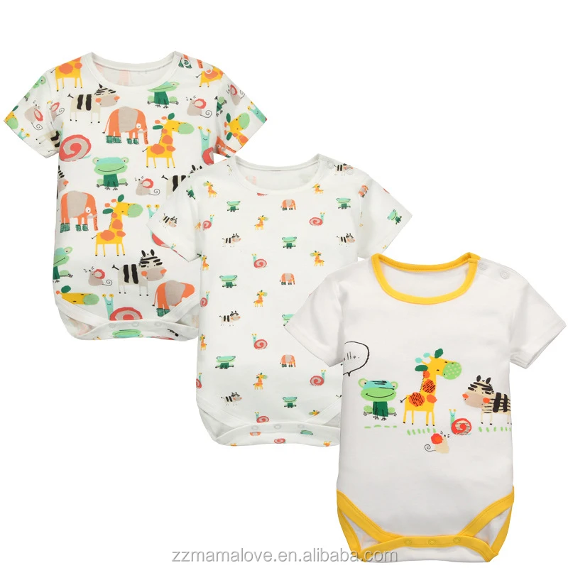 Cartoon Cotton Baby Rompers Summer Short Sleeve Baby Wear Infant Jumpsuit Boys Girls Clothes Roupas Infantil 6-24M