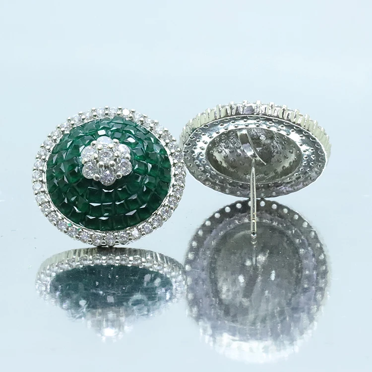 

Stars Forever CZ Cubic Zirconia Invisible Setting Round Shape Earring Jewelry, Blue;green;red