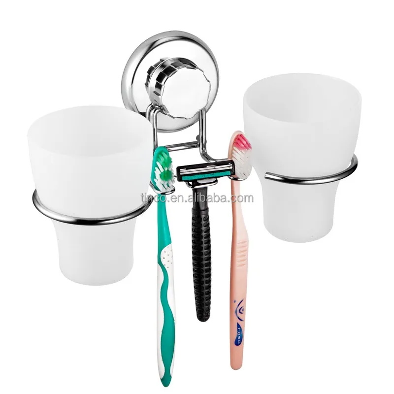 
Vacuum Suction Bathroom Accessory Double Tumbler Holder 