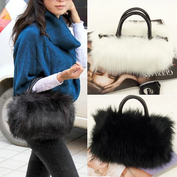 Whole Fashion Women S Korean Style Pu Leather Amp Faux Fur Faux Fur Handbag Women Leather Handbags Aeproduct