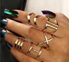 5pcs/set 2018 New Alloy Cross Knuckle Geometry Ring Set