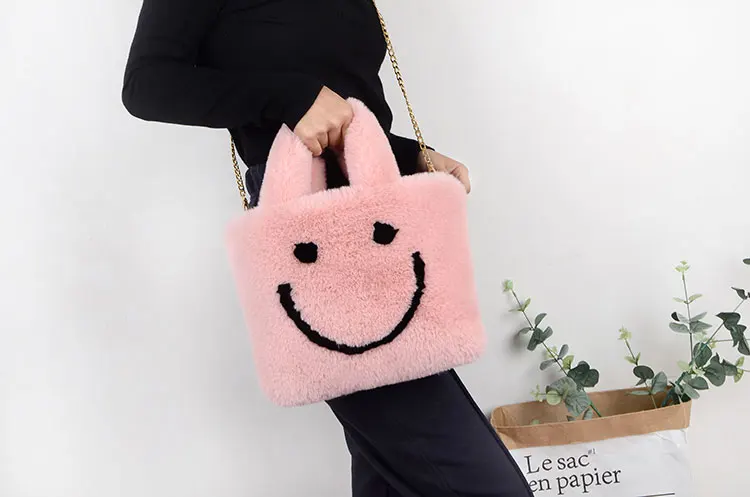 Smile Faux Fur Small Shoulder Bag