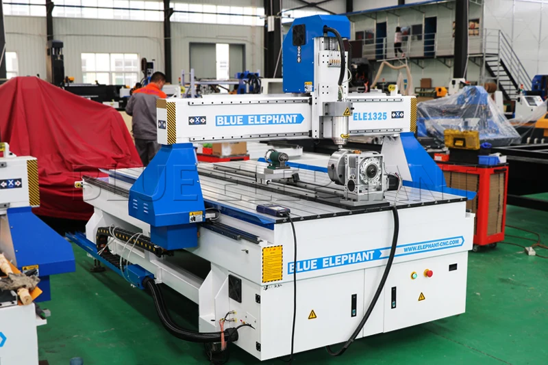 Blue elephant 1325 4 axis cnc router round wood carving machine with CE certified