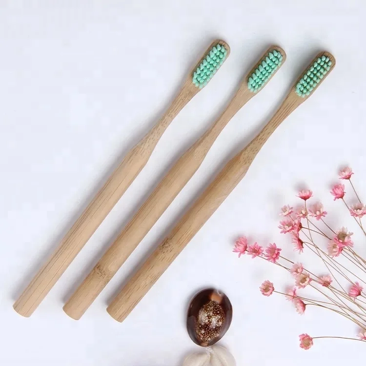 

100% Natural Biodegradable Eco-friendly Custom Bamboo Charcoal Toothbrush, Green;pink;blue