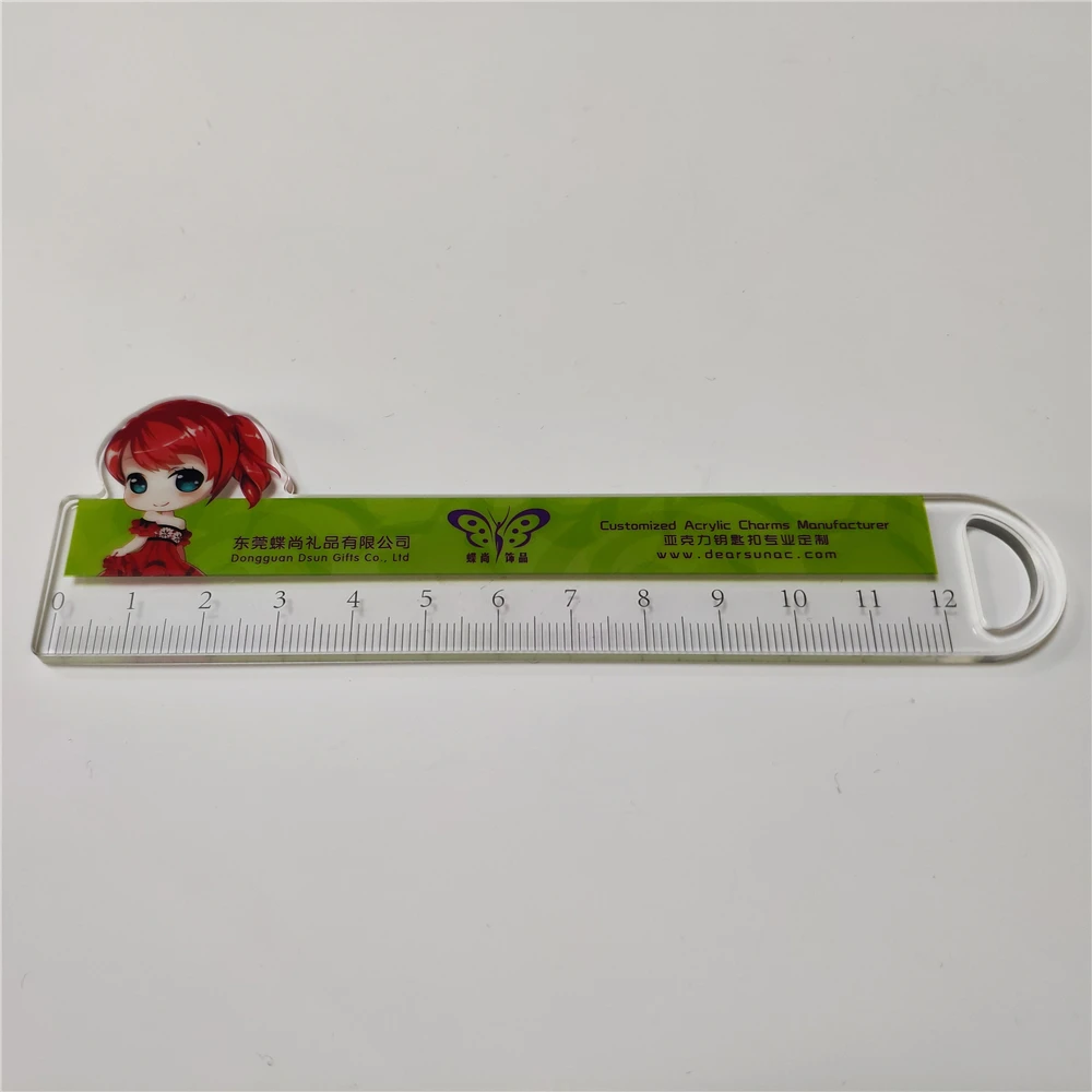 
Free Sample CMYK Print CNC Customized Acrylic Ruler Straight Plastic Ruler for School and Office 