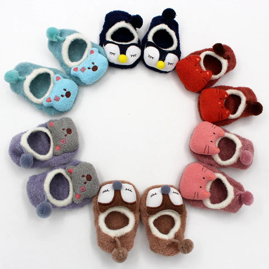 3D animal cartoon winter thick warm non-slip baby socks