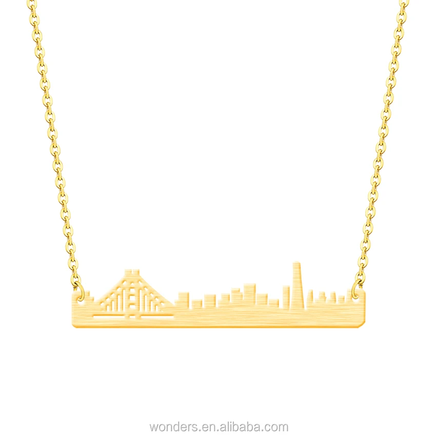 

San Francisco City view Bar Necklace For Women 18K Gold Plated Souveinrs