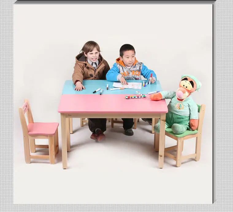 Solid Pine Wood Material Colorful Preschool Furniture Kids Table With Chairs Buy Preschool