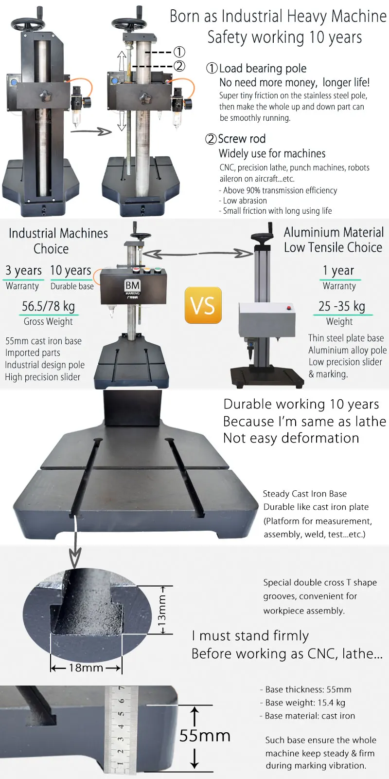 Special Aluminium Die Casting Pneumatic Dot Pin Marking Machine