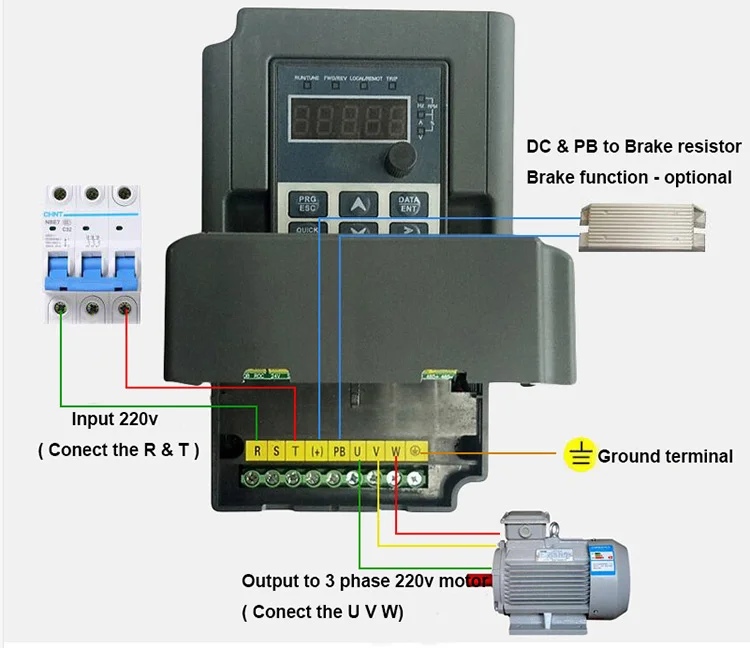 Small Type 0.75kw Single Phase To 3 Phase 220v Inverter Vfd - Buy 220v ...