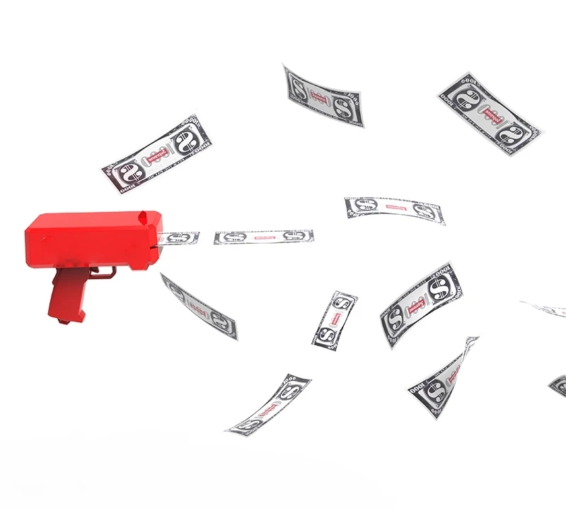 Super Money Spray Gun Cash Cannon 100pcs Bills With Box Game Outdoor