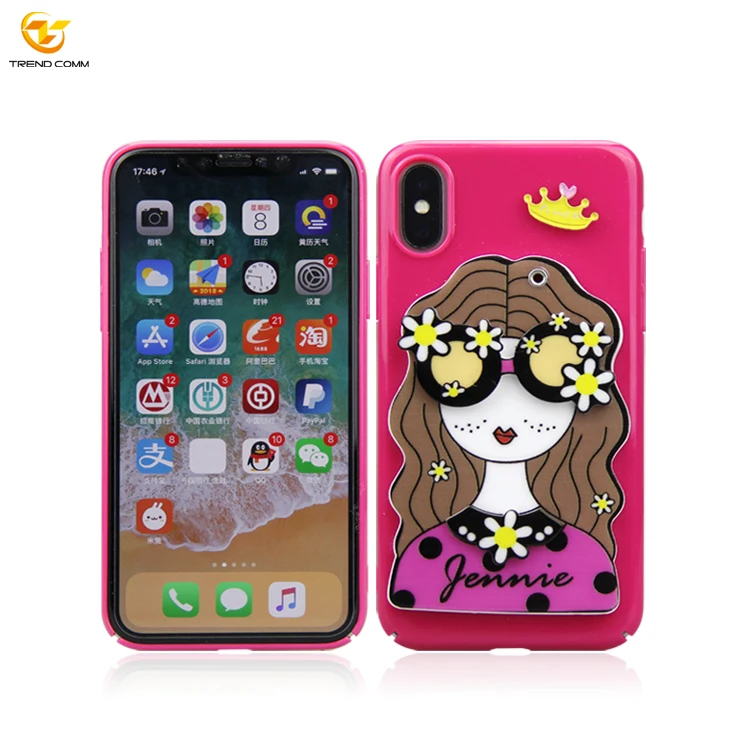 

2019 New Cute cartoon Custom Design Mirror Case for apple iphone X