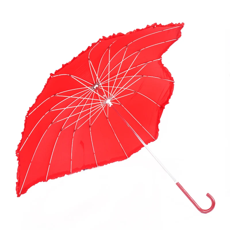 HU-01 straight red color lover heart shaped wedding umbrella