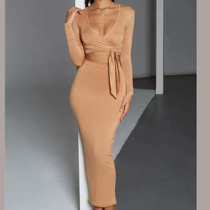 

FS0978B lady elegant hip-wrapped sexy women 2 piece outfit