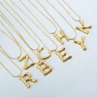 

Statement Bamboo Metal Alphabet A-Z Pendant Necklace Hammered Gold Plated Letter Z Initial Alphabet Necklace