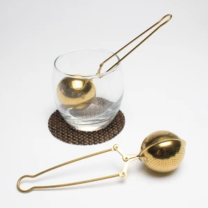 Image of Titanium Gold Plating Snap Style Fine Mesh Stainless Steel Tea Ball Infuser