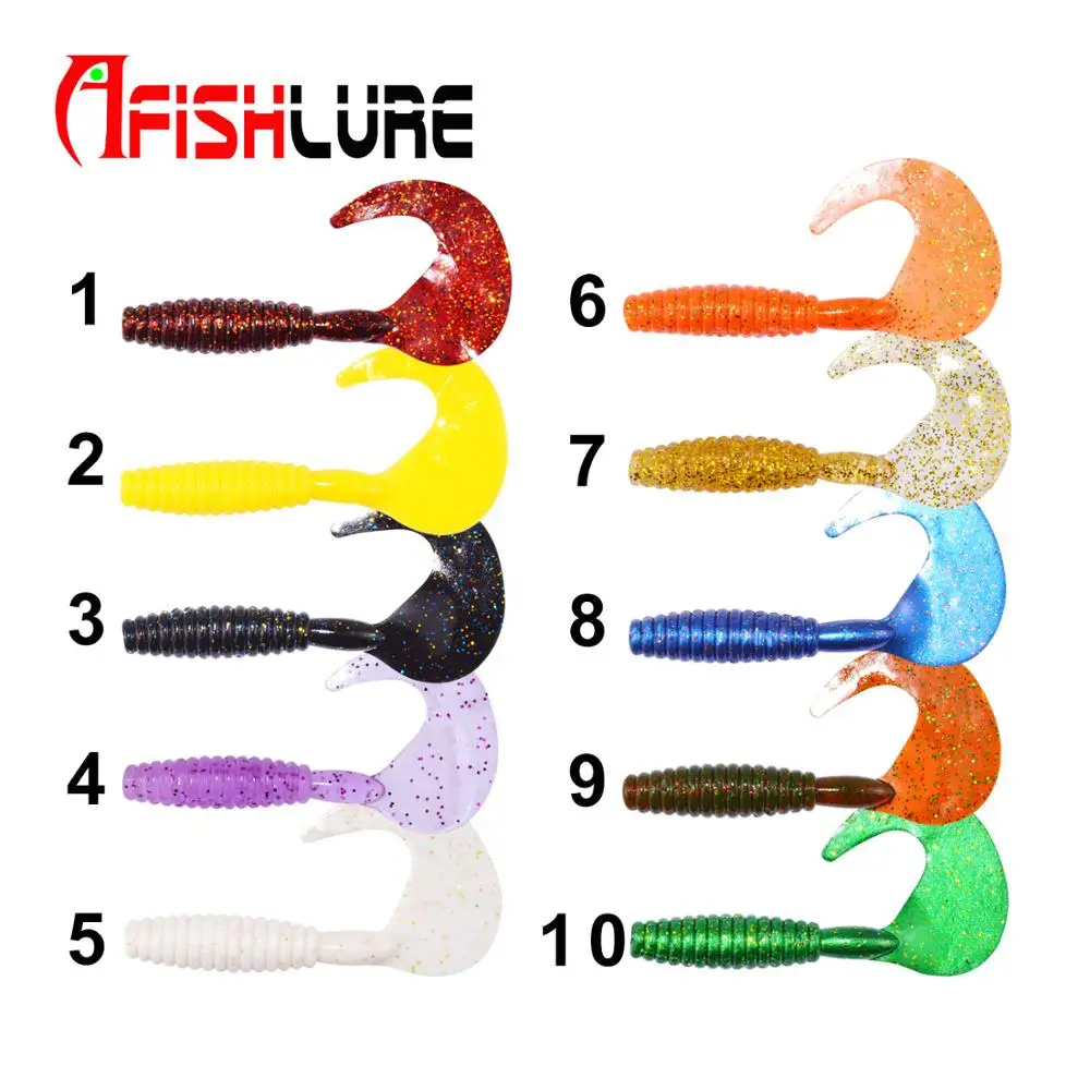 

Customizable Fish lure Big Fatty Curly tail maggots 105mm 12g AR05 Soft grub rubber fishing lures Bass Lures, Various color