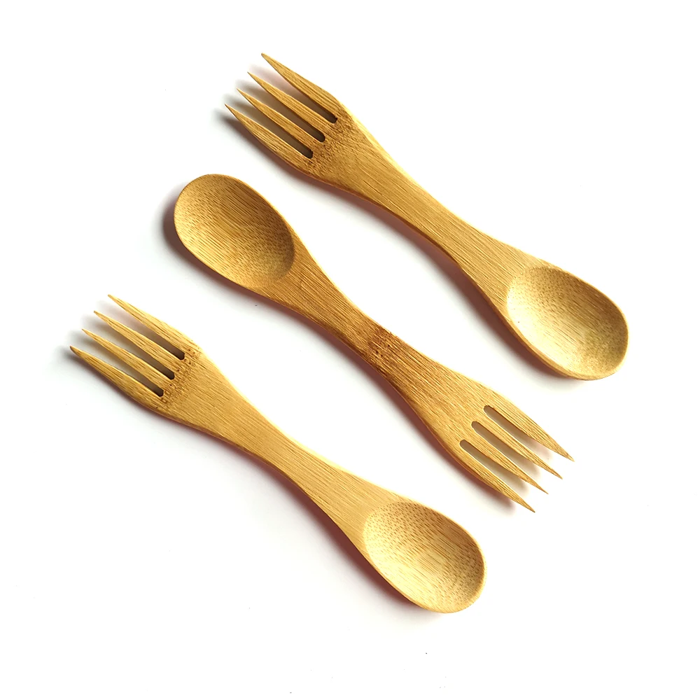 

Bamboo cutlery spork spoon fork 2 in 1 custom logo