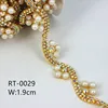 gold plating plastic pearl and rhinestone banding trimming RT-0029