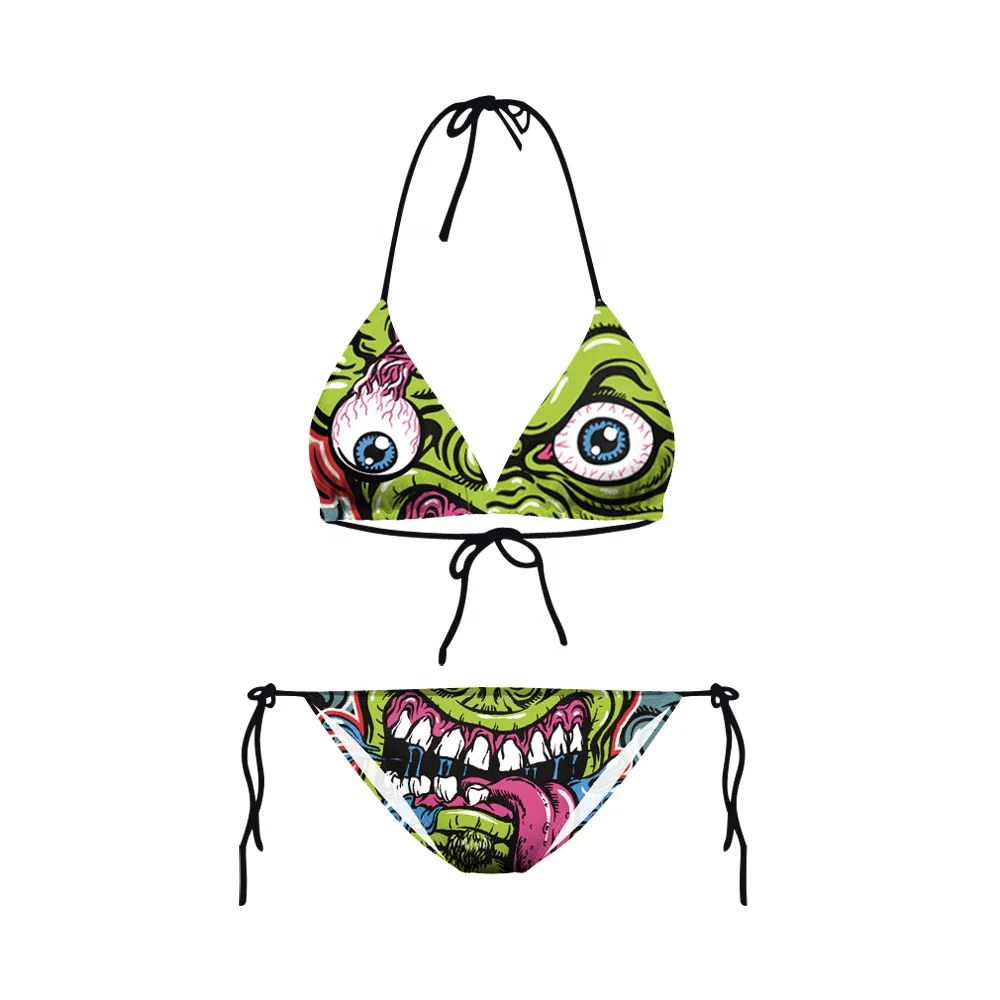 

Sexy Funny Halloween 3D Printing Digital Print Low Waist Bikini Custom Bathing Suit